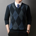 Plaid V-neck Long Sleeved Sweater